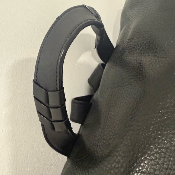 Cole Haan Felicity Palo Black Leather Backpack w/Blue Fabric Interior Woven Zip - Picture 4 of 11